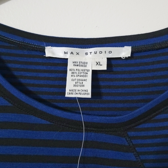 MAX STUDIO Nwt 3/4 Sleeve Royal Striped Pieced Bodycon Knee Length Dress, XL - Picture 5 of 14